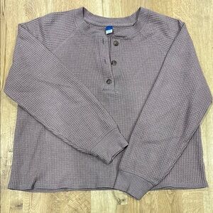 Women’s Brown Waffle Knit Henley Shirt